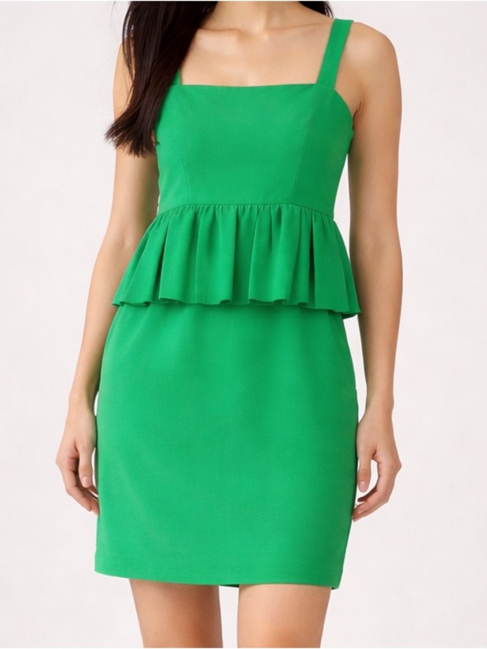 J. Crew Peplum Midi Dress Cotton Silk Kelly Green Size 0 NWT